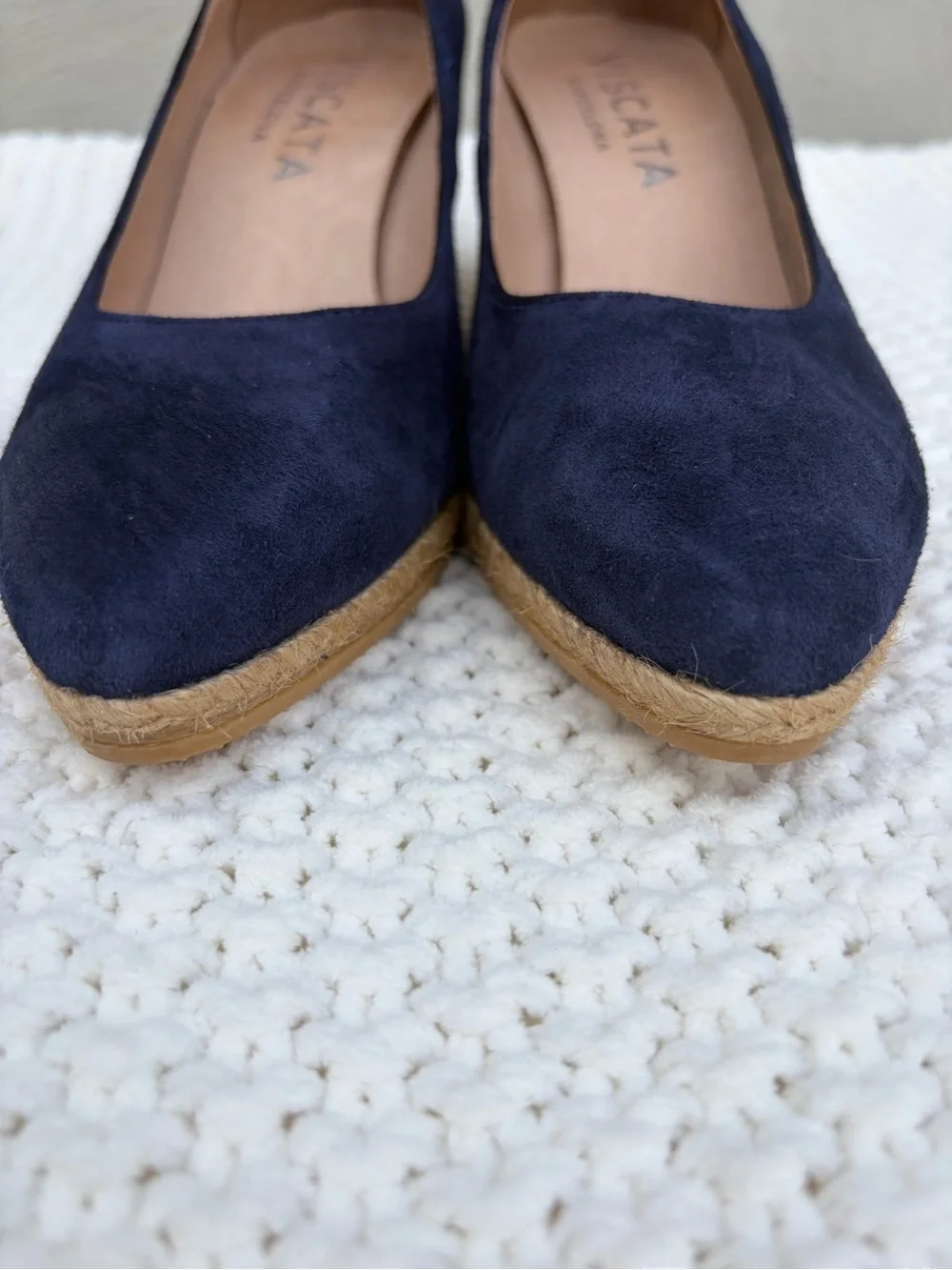 VISCATA Barcelona Navy Suede Espadrille Wedge Pumps EU 38 US 7.5 Made in Spain